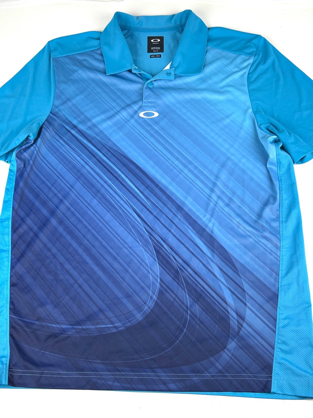Oakley Mens Golf Polo Shirt Sz Large Collared Blue Stretch Blend